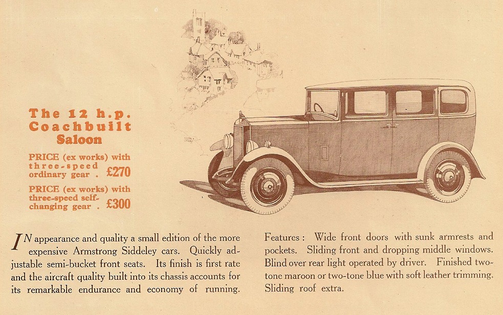 12 horse-power Armstrong Siddeley with coachbuilt saloon body 1930